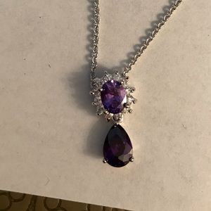 Aluna purple CZ & rhodium necklace